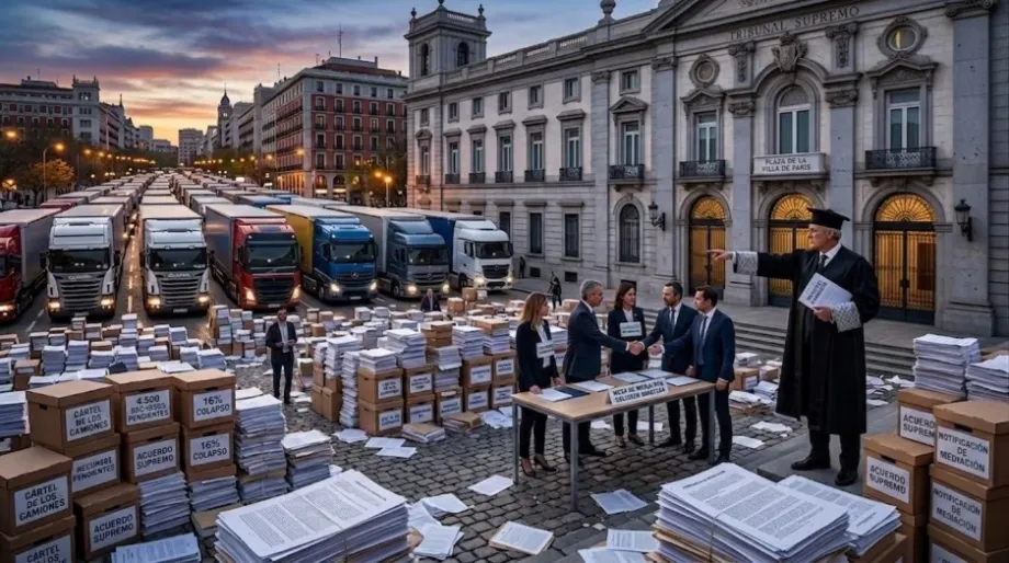 Tribunal Supremo en Madrid que ilustra la solución al colapso judicial del Cártel de los Camiones.